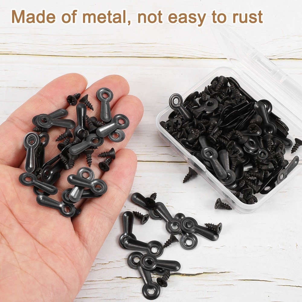 100Pcs Picture Frame Turn Button, Frame Backing Fastener with Screws, Black