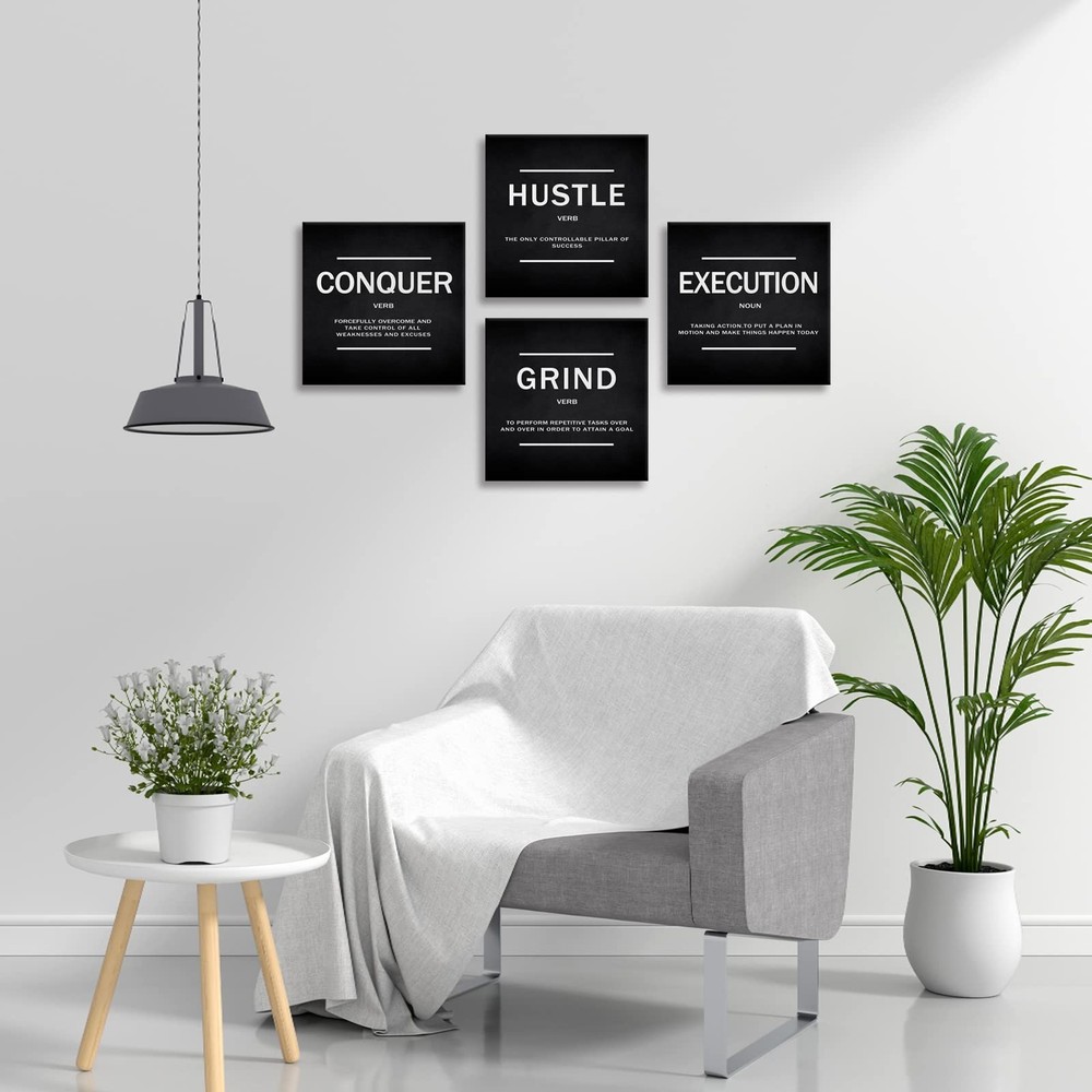 BWSPACE Grind Hustle Execution Conquer Entrepreneur Quotes Inspirational Wall...