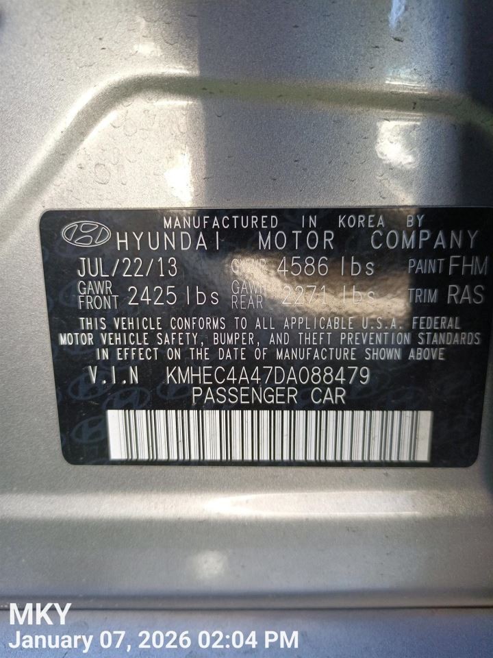 LEFT REAR DOOR WINDOW REGULATOR OEM 2011 HYUNDAI SONATA