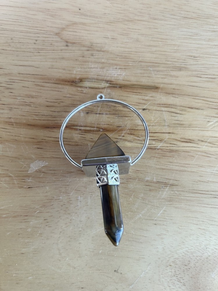 Tiger's Eye Crystal Healing Pendulum with Silver Chain