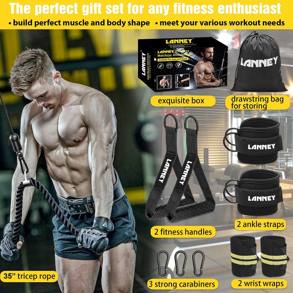 Tricep Rope Cable Machine Attachment, 35 Triceps Pull Down LAT Pulldown