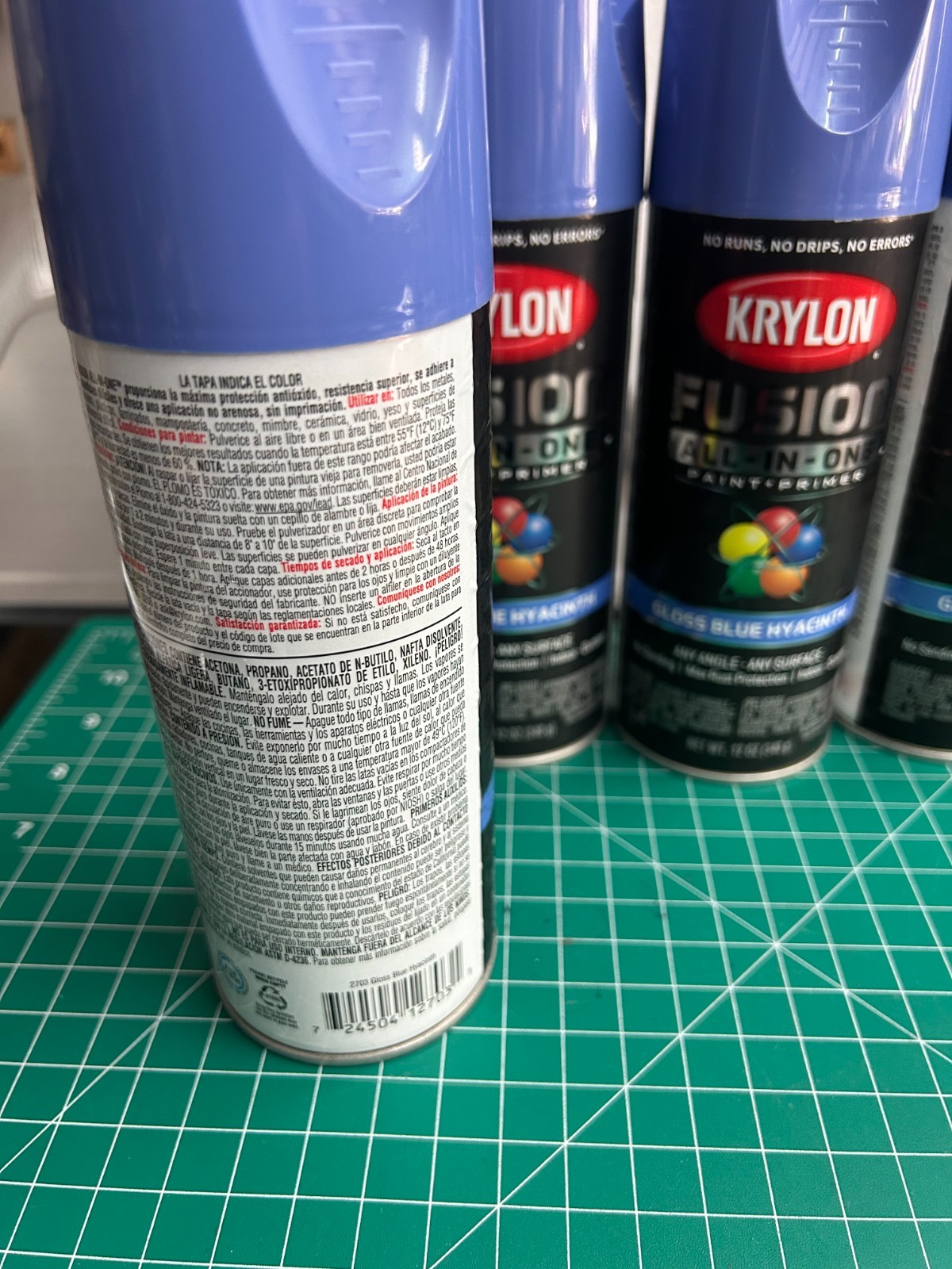 NEW 6-pack lot Krylon K02703007 Gloss Blue Hyacinth All-in-One Spray Paint 12 oz