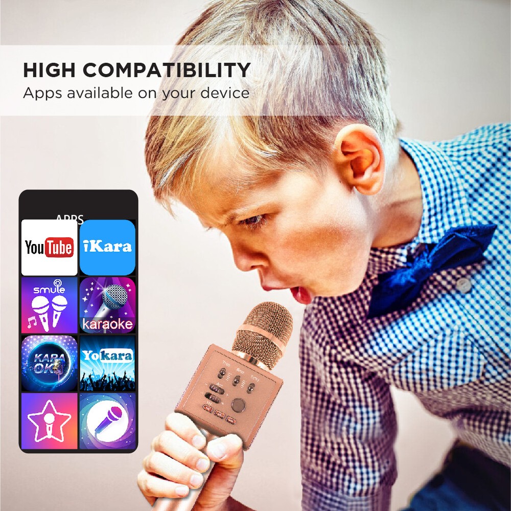Gigastone Bluetooth V5.0 Karaoke Microphone Wireless Portable Handheld Speaker
