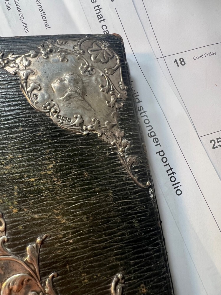 Victorian 1904 Writing Desk with Silver Angels