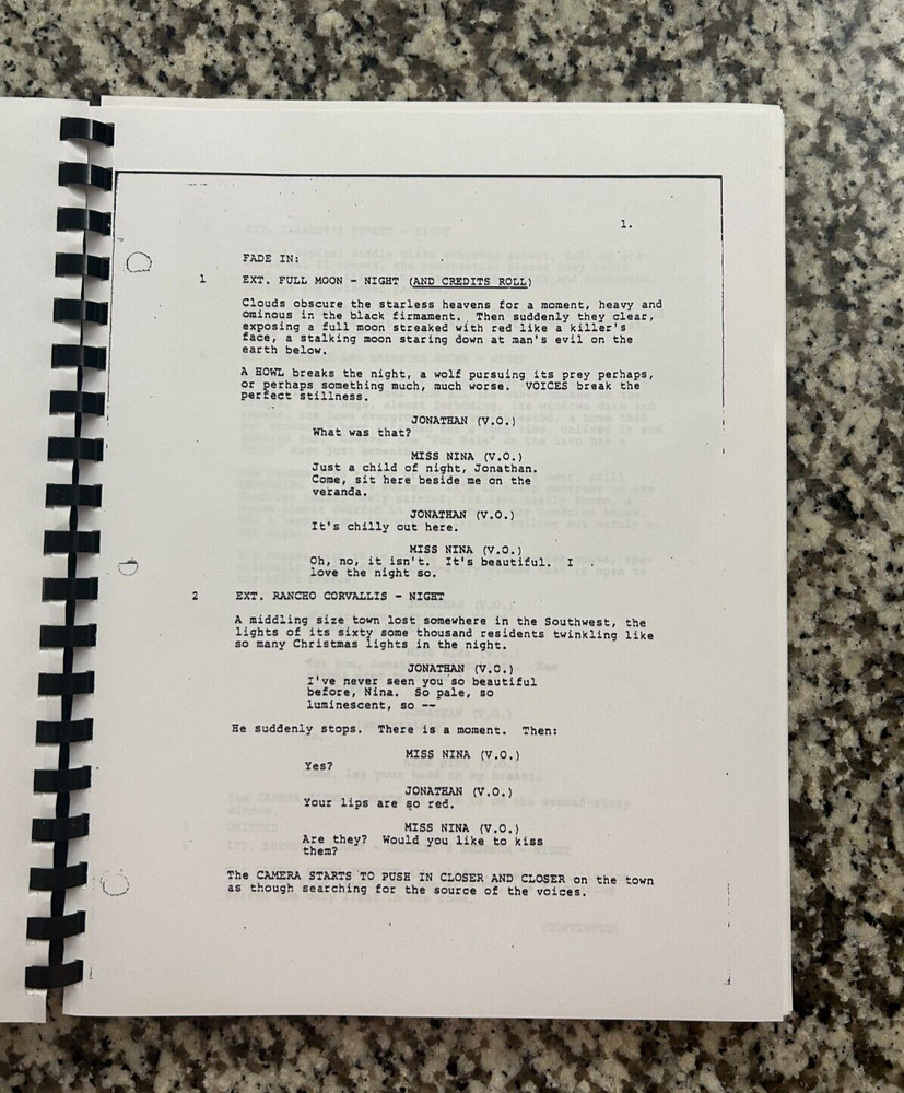 Fright Night Horror Movie Script Reprint Full Screenplay Script