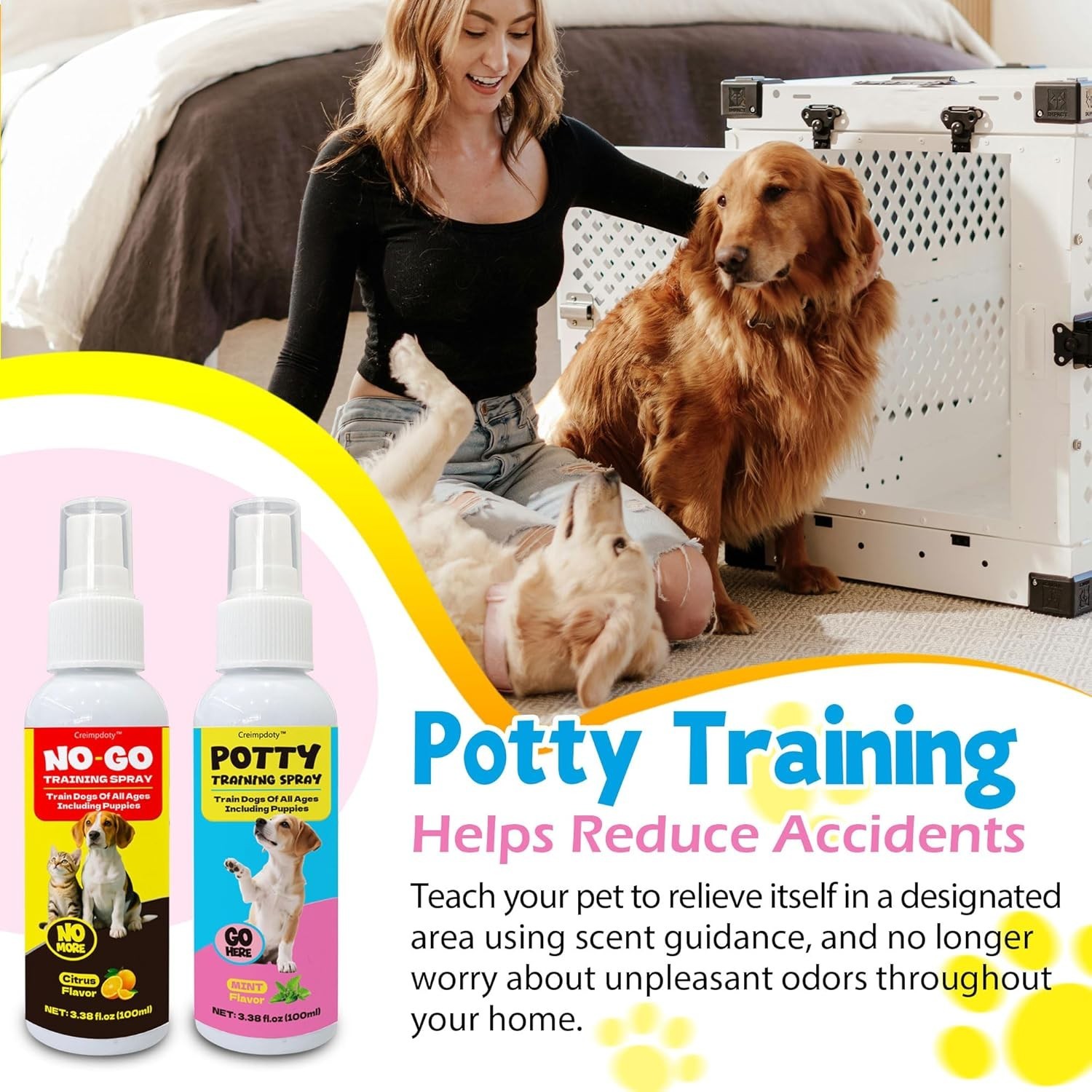 Dog Puppy Potty Training Spray Set Stops Urination & Marking, 3.38 fl.oz