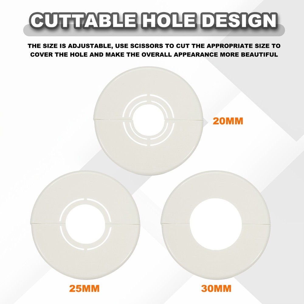 2pcs Wall Split Flange 0.79" Plastic Round Split Flange Pipe Cover, White