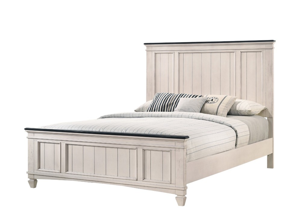 Rustic Cottage Style 3pc Queen Panel Bed Set Beige Finish Solid Wood Bedroom