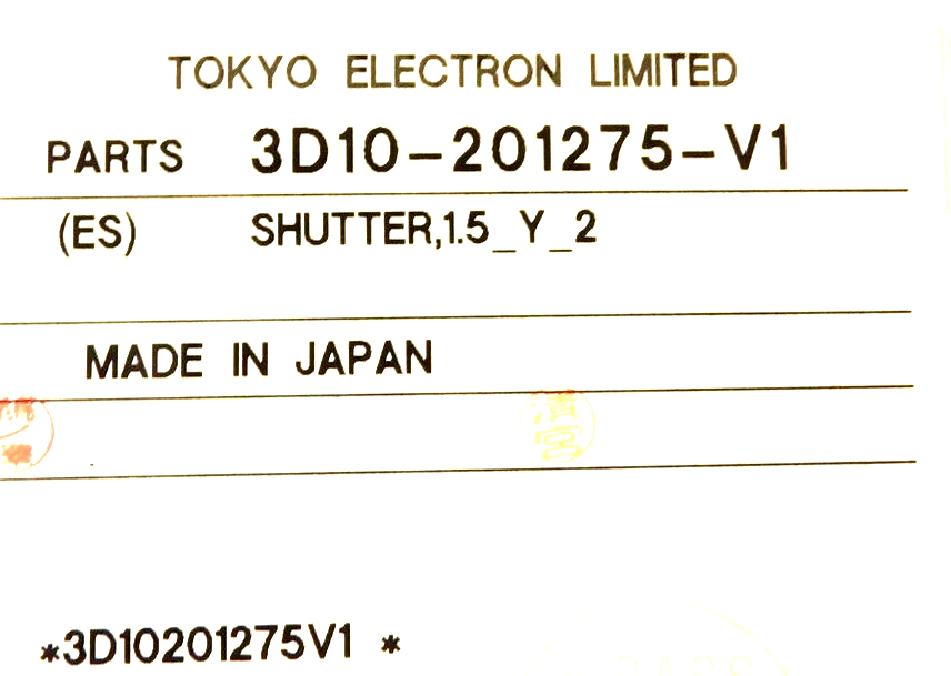 TEL Tokyo Electron ES3D10-201275-V1 Etch System Shutter Assembly 1.5 New Surplus
