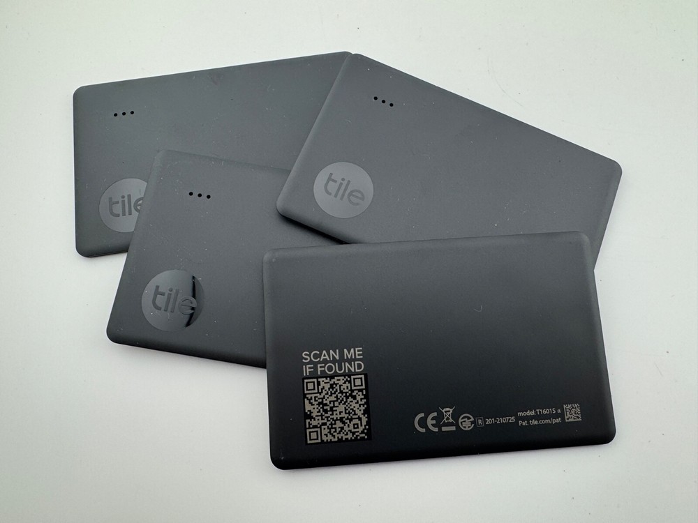 [4-PACK] TILE SLIM [BLACK] BLUETOOTH WALLET ITEM TRACKER FINDER - [RE-23001]