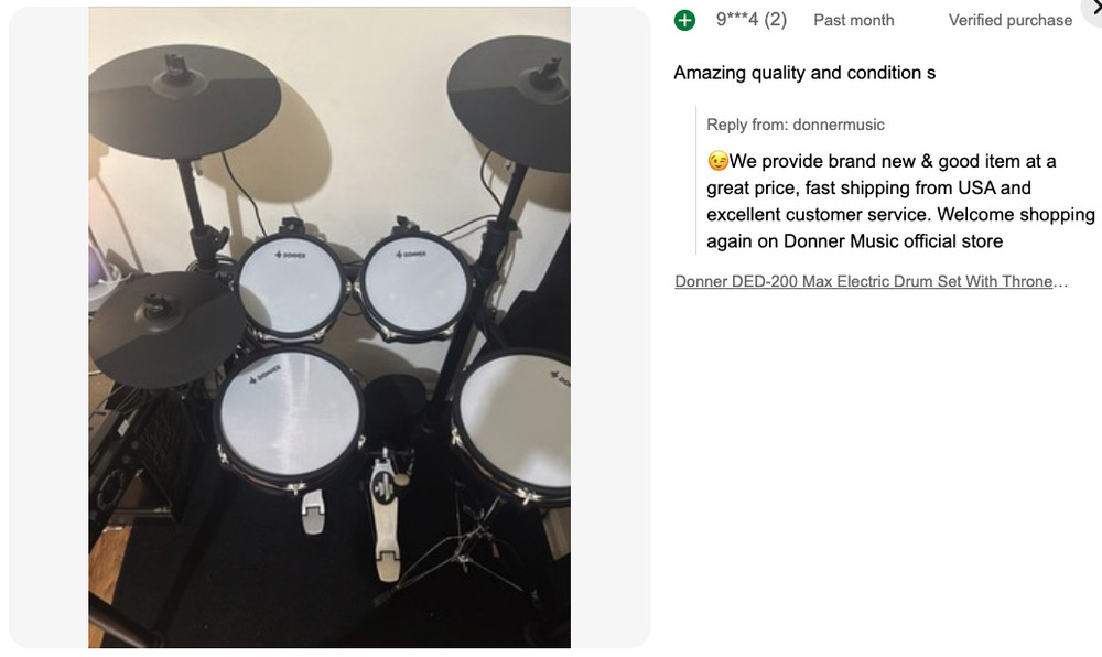 Donner DED-200 Max Electronic Drum Set With Throne Headphone 450 Authentic Sound
