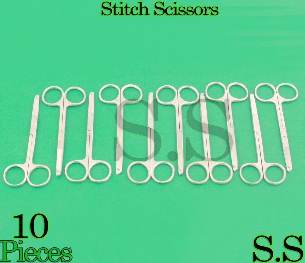 10 Pcs Littauer Spencer Stitch Scissors 4.5" Surgical Suture Veterinary Tools