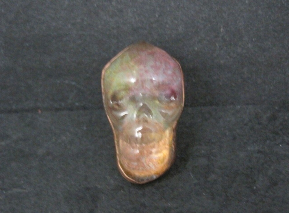 Huge Copper Borosilicate Glass Skull Ring Size 9