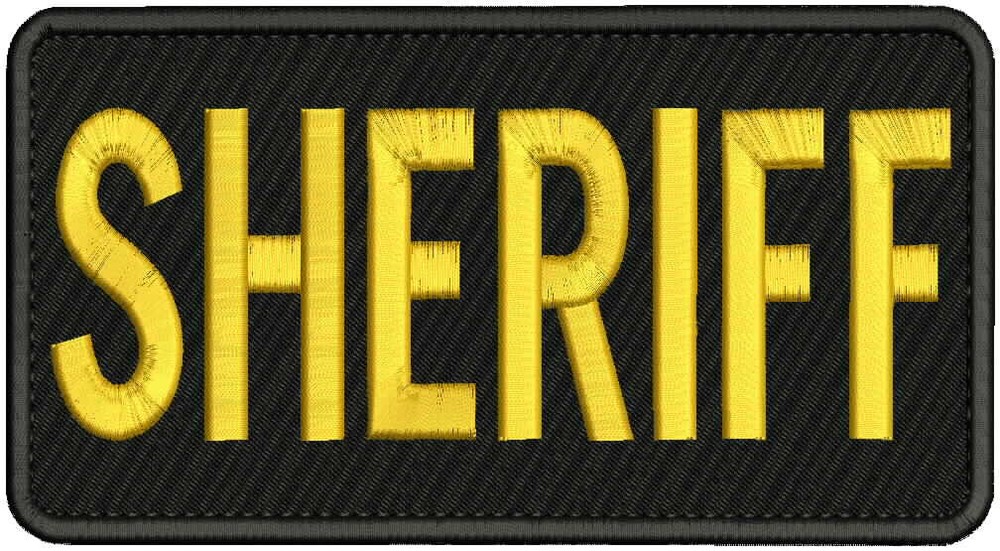 SHERIFF EMBROIDERY PATCH 4X8 HOOK ON BACK GOLD ON BLACK