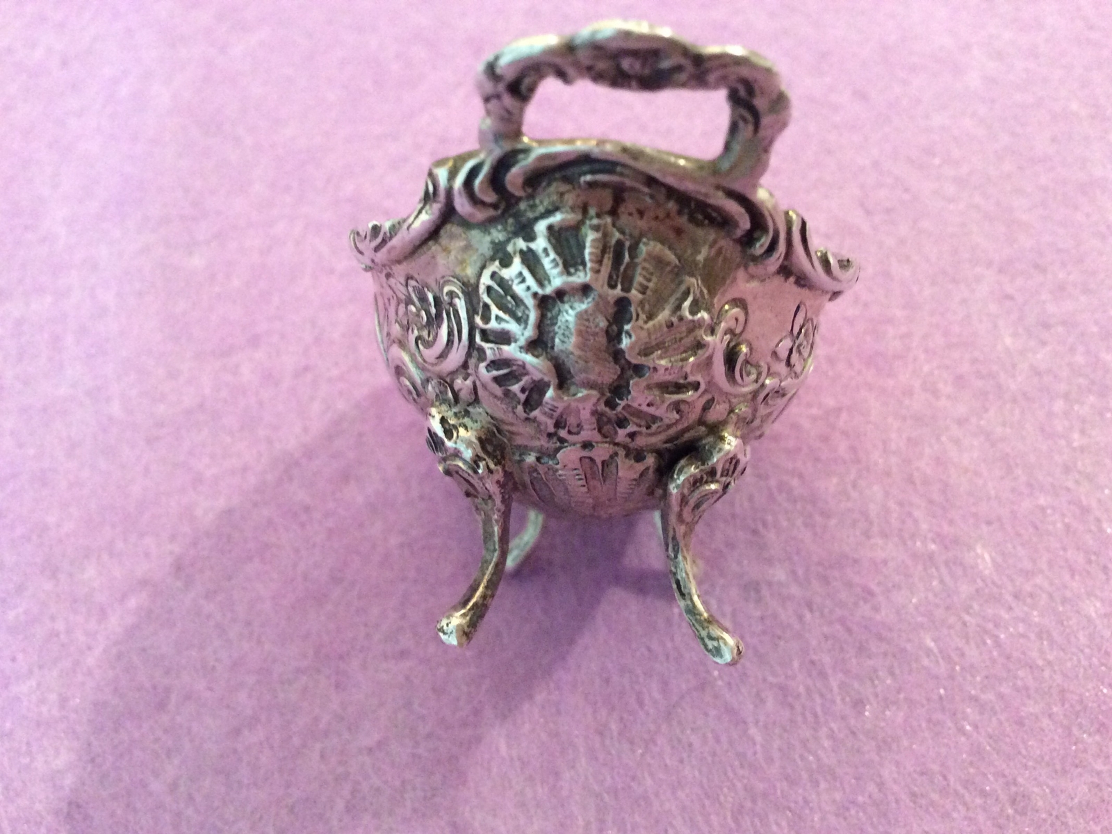 Repousse Open Salt Goldwash Dish 800 Silver (Sterling=925) Simon Rosenau 23.5g