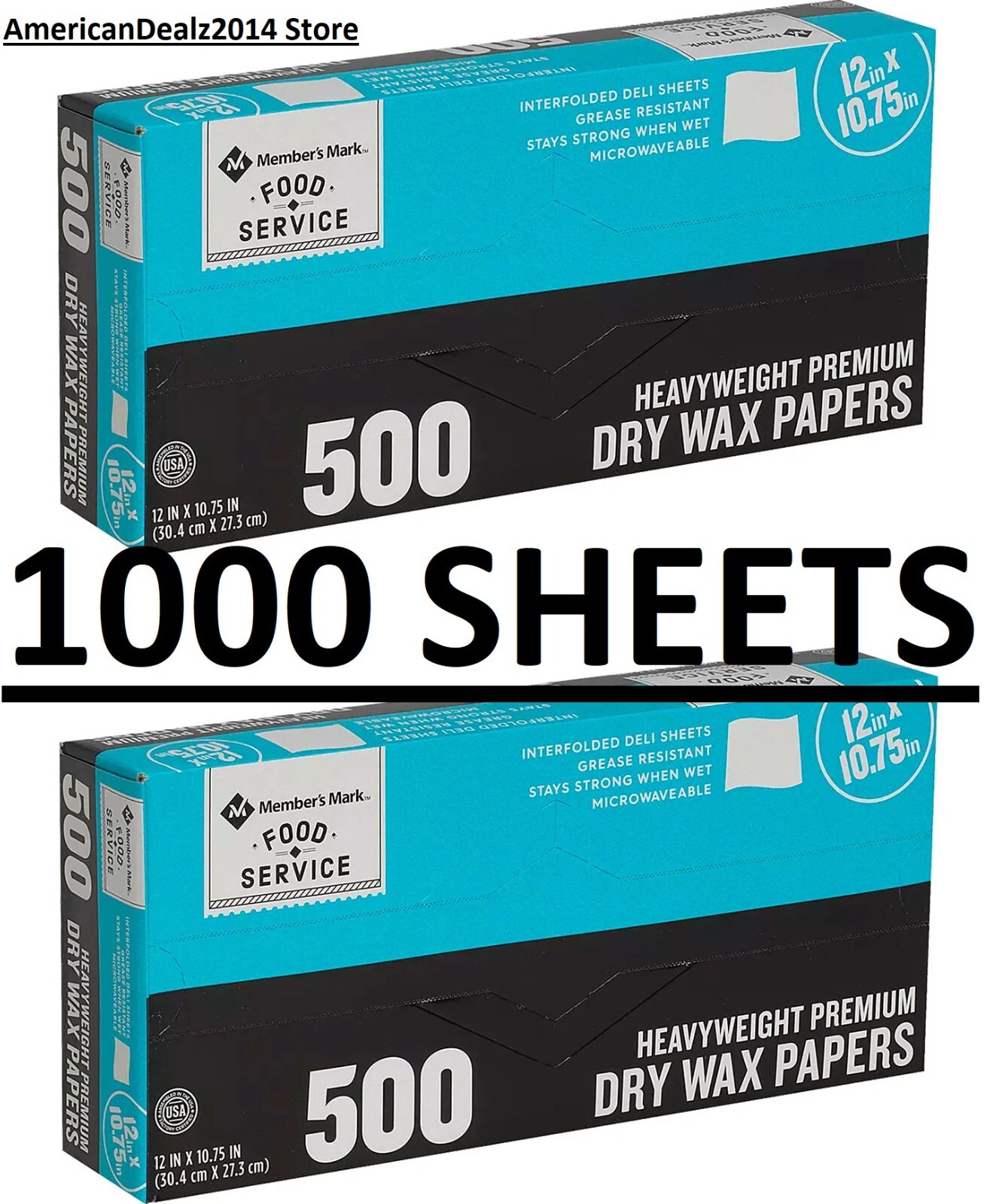 2 PACK Heavyweight Wax Paper Sheets 12" X 10.75" {500 Each} (Total 1000 Count)