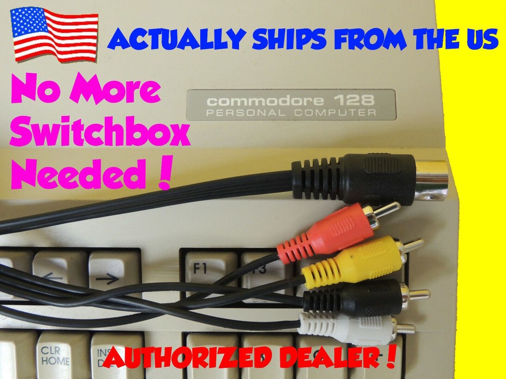 Composite Video & Audio TV DIN Cable for Commodore 128 C128 C-128 Optional HDMI