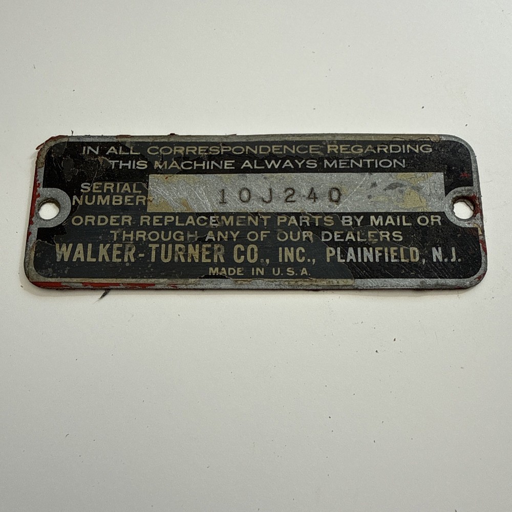 Vintage Walker Turner ID Badge / Name Plate