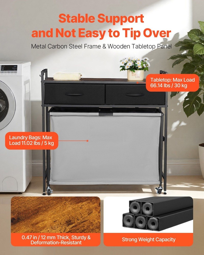 Modern Laundry Organizer with 3 Roomy Sections and Load-Bearing Top