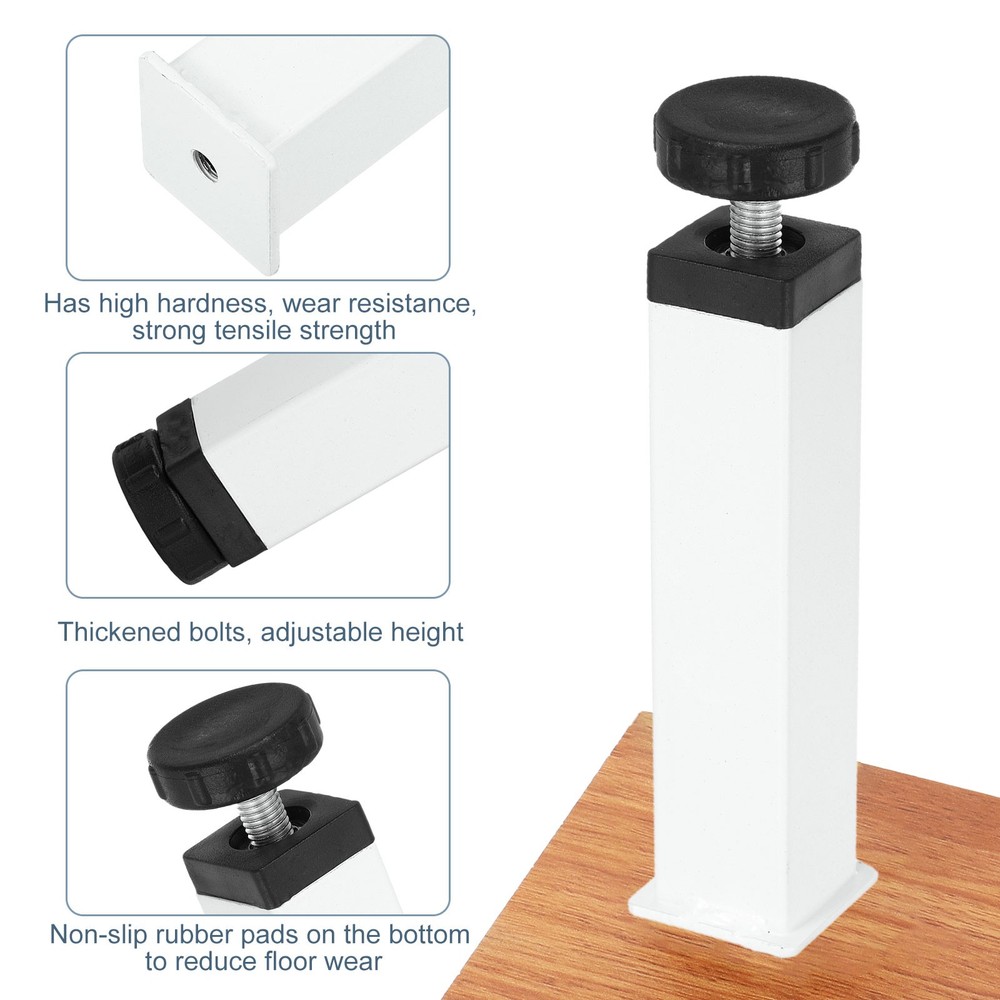 Adjustable Height Center Support Leg, 6" Bed Support Legs, White