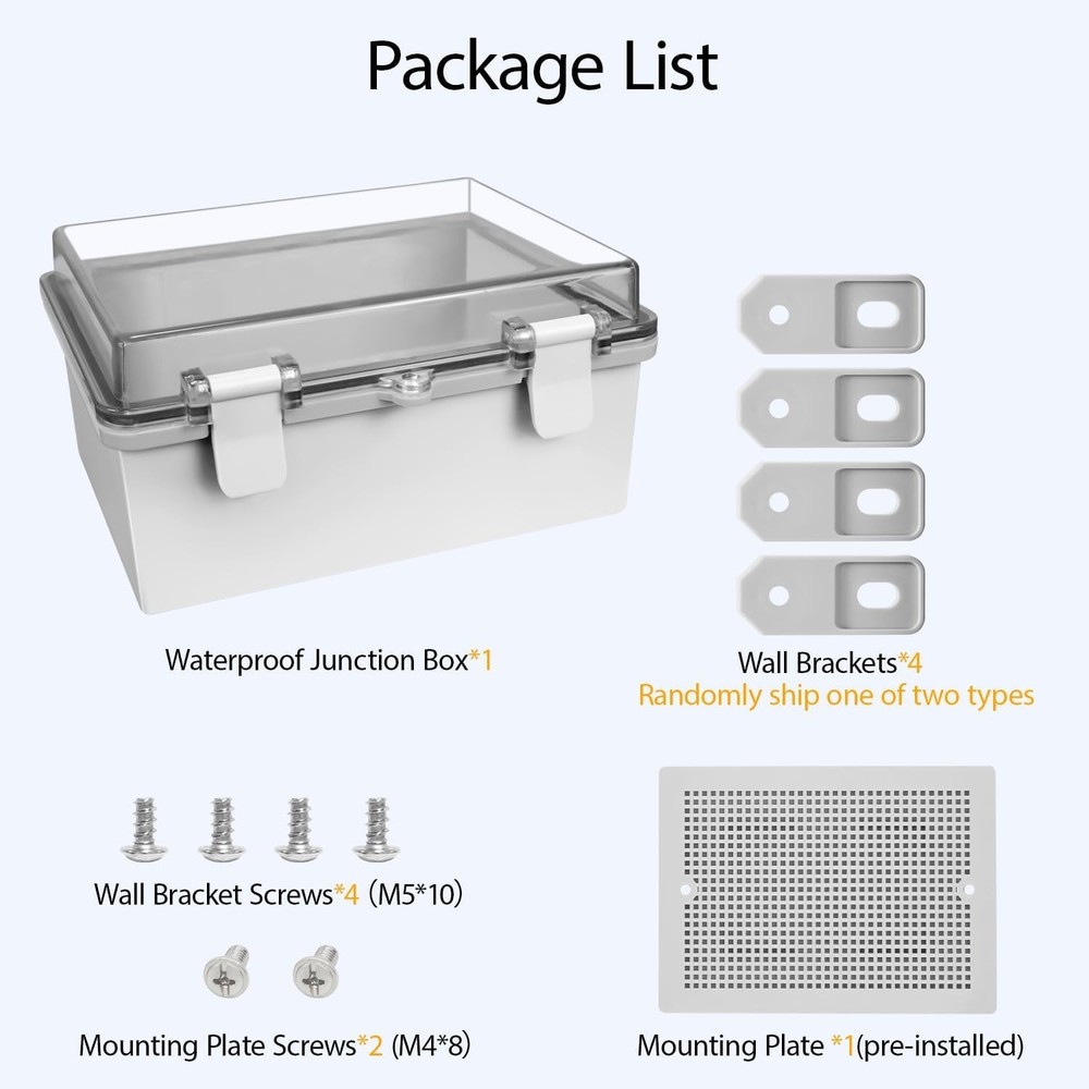 Light Gray Junction Box - Secure ABS Electrical Enclosure (8.7x6.7x4.3in)