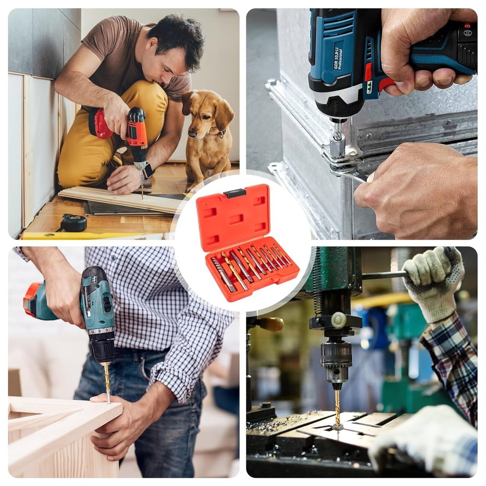 10-Pcs Screw Extractor Set Easy Out Drill Bits Set for Removing Stripped Screws