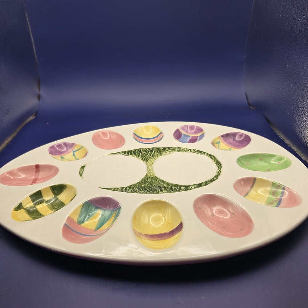 Certified International Susan Winget Easter Egg Deviled Egg Platter 12.5" Oval