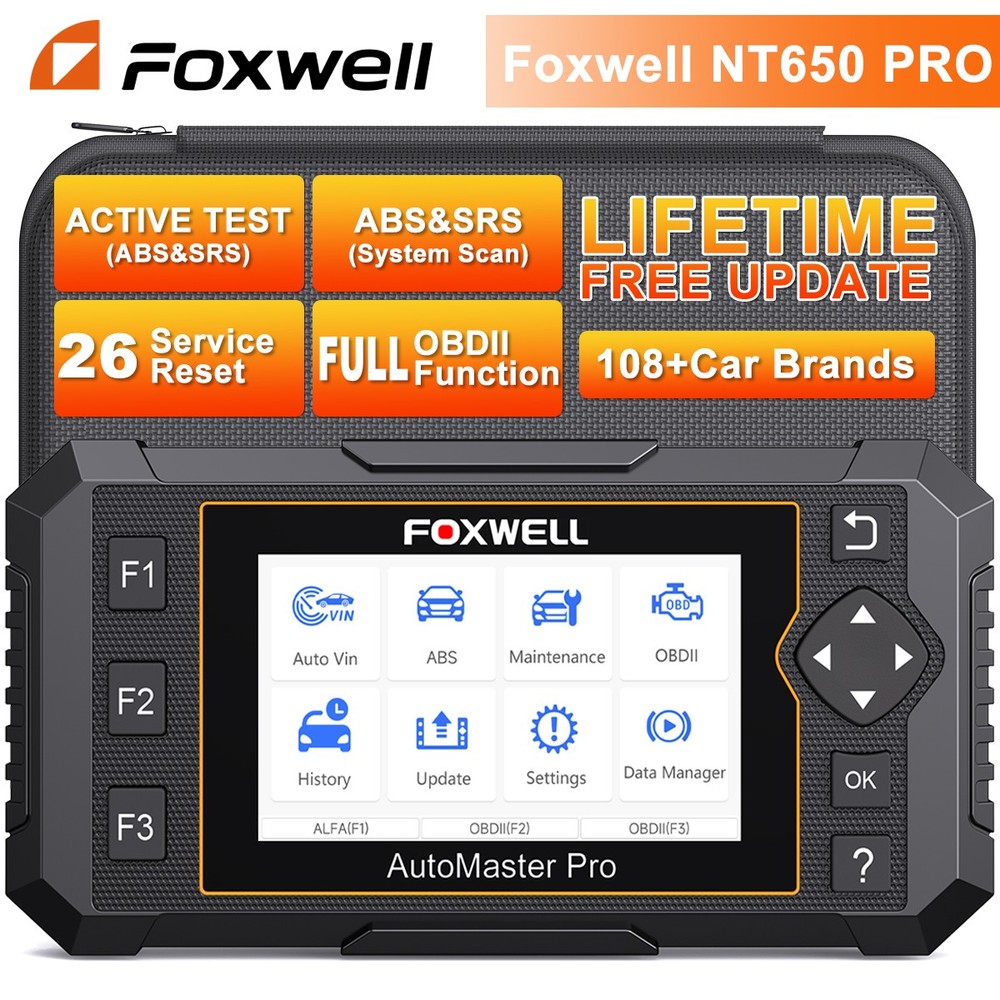 Foxwell NT650 Pro OBD2 Scanner Car Code Reader ABS SRS Reset Bidirectional Test