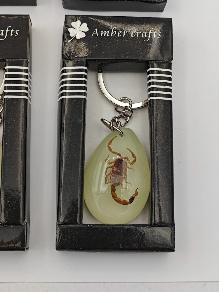 4 PACK! SCORPION Luminous Insect Glowing Keychain Glow in Dark Assorted Shape