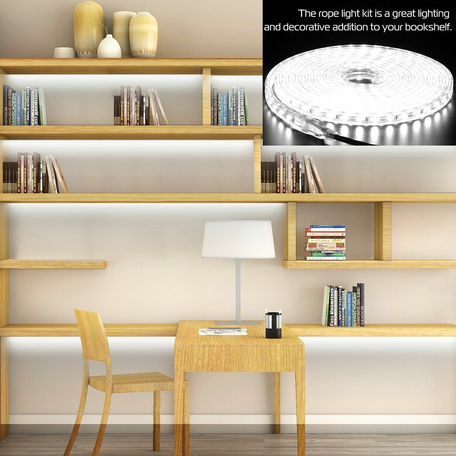 110V LED Strip Light SMD 5050 Flexible Tape Home Outdoor Lighting Rope + US Plug