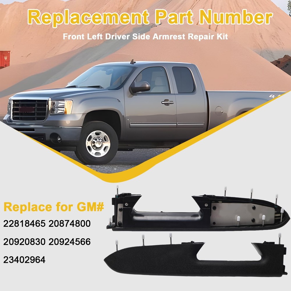 LLYZFED 22818465 Front Left Driver Side Armrest Side, Black