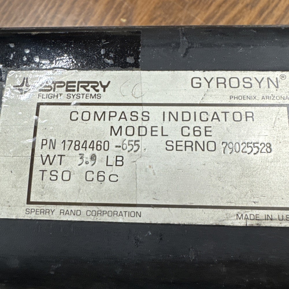 Gyrosyn Compass Indicator Gauge Sperry Flight Systems Model C6E bin25