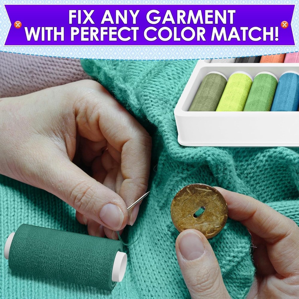 Versatile Sewing Thread Collection 36 Colors 250 Yards Strong Polyester Spools