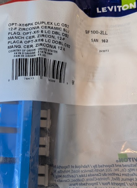 Leviton 5F100-2LL SDX Precision Molded Plate, Single-mode OS1/2, Single Unit