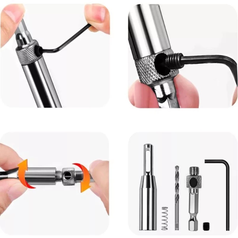 13/64in, 1/4in New Durable Self Centering Hinge Hardware Drill Bit Set Kit