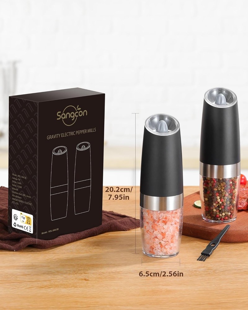 Automatic Battery Powered Salt and Pepper Mills with Large Capacity for Kitchen