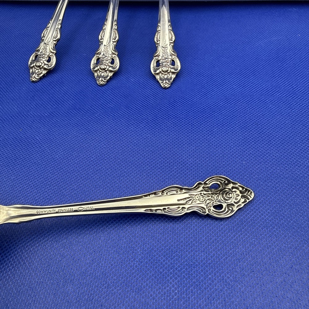 Oneida Community CHERBOURG Stainless Salad Fork Glossy Silverware Flatware Lot 4