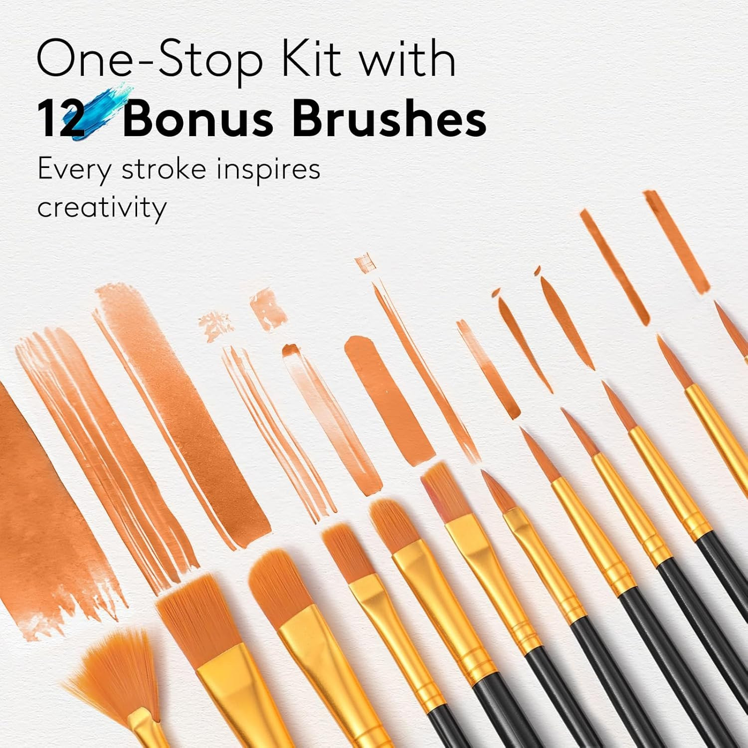 Acrylic Paint Set, 24 Colors (2 oz/Bottle) with 12 Art Brushes, Art Supplies for