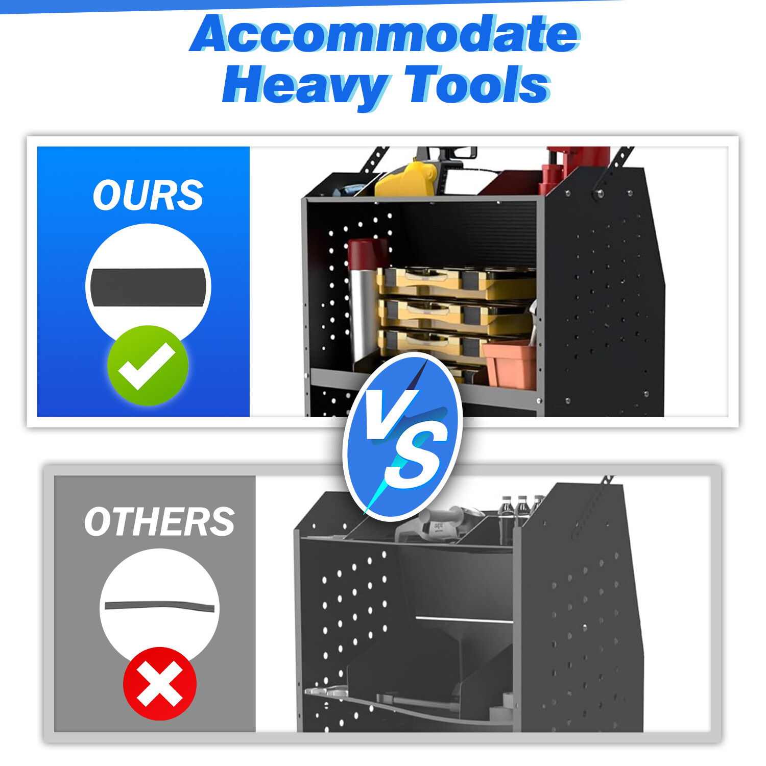 2Cargo Van Shelving Storage for Mid/High Roof Ford Transit 52''W x 60''H x 13''D