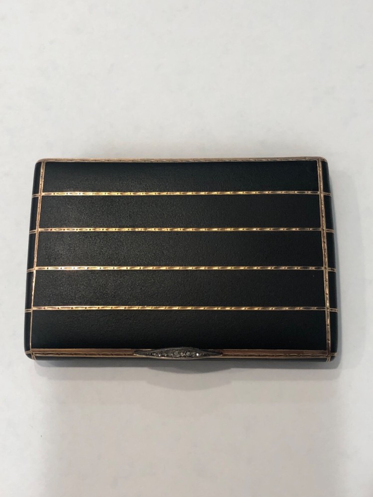 A Russian Black Enameled Silver Cigarette Case