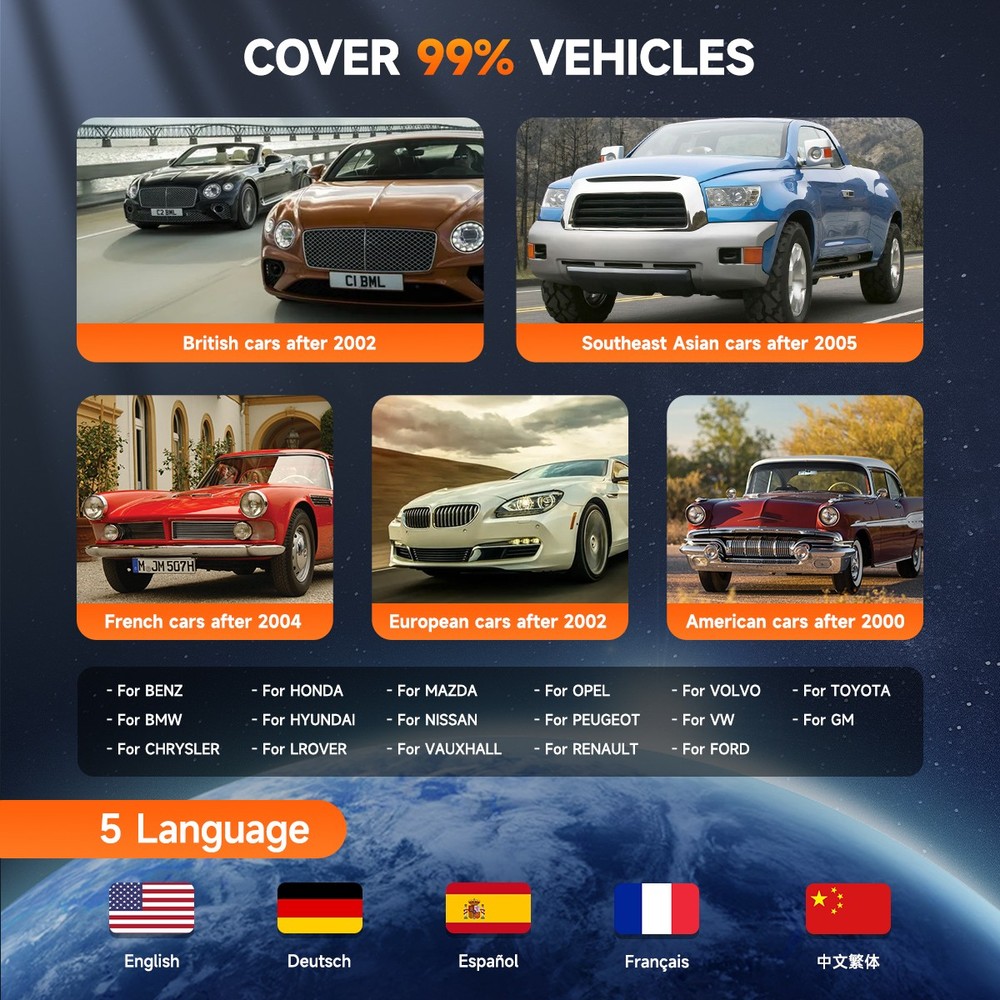 ANCEL AD720 Fit For Dodge OBD2 Scanner 4 System Diagnostic Tool Code Reader