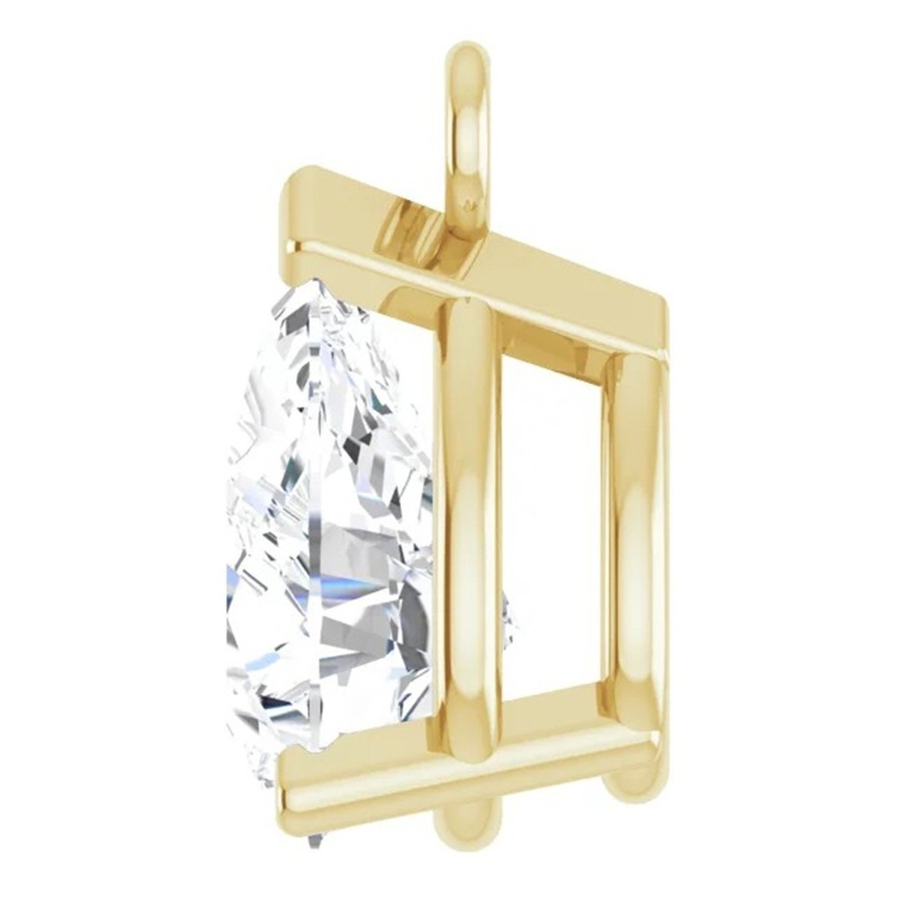 Pear Cut Dangle Mounting in Solid 10K Yellow Gold V End Prong Basket Setting USA