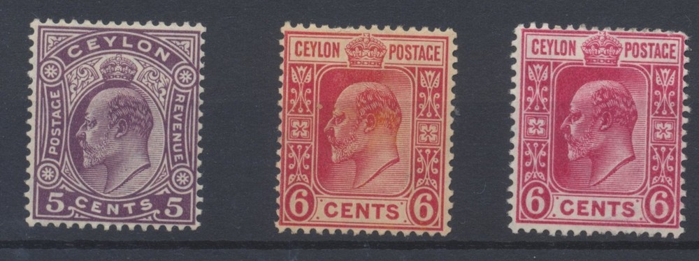 Ceylon Stamps 1908 SG289;291 mint hinged CV £14.5