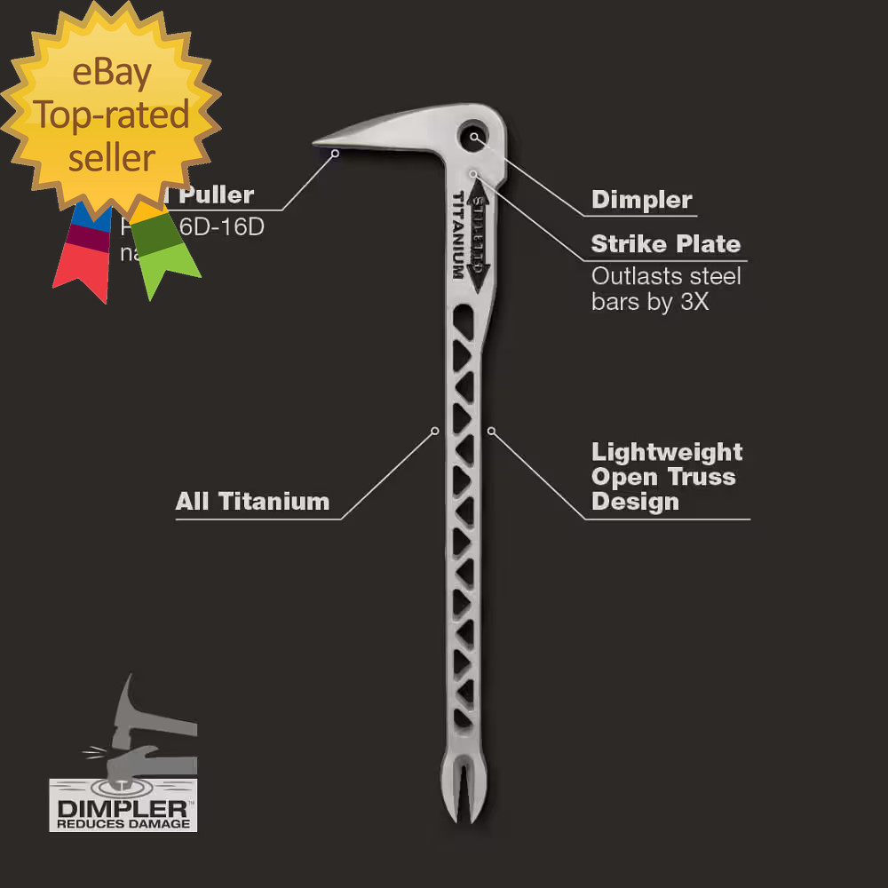 12 In. Titanium Clawbar Nail Puller with Dimpler