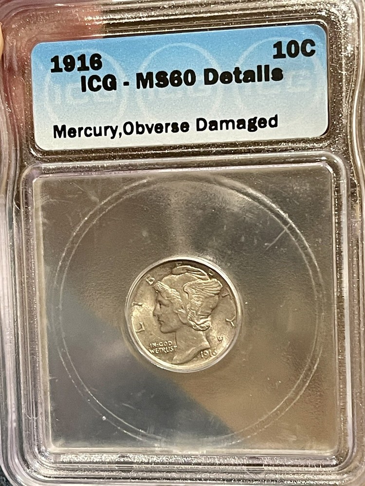1916 Mercury Dime  ICG MS60 #210.30