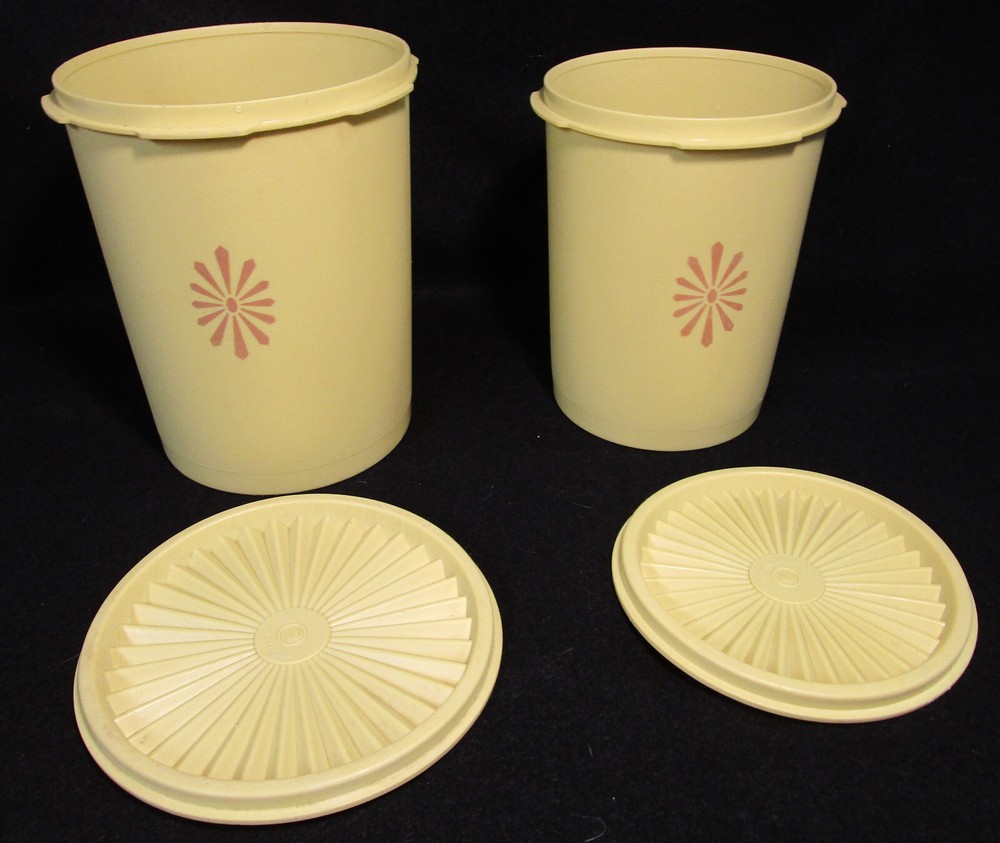 Tupperware Yellow Servalier Canister & Lids 809 , 810, 811 & 812