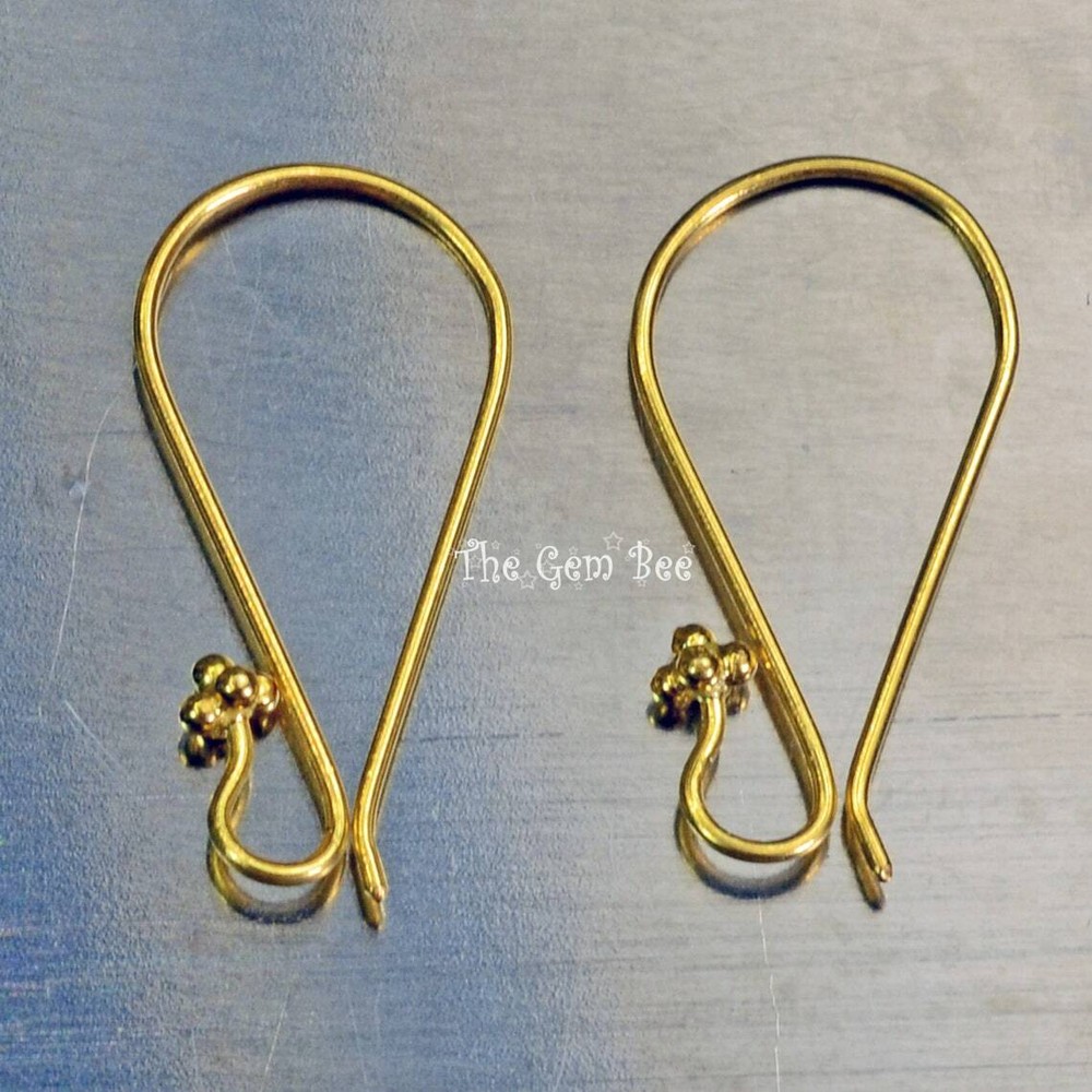 18k Solid Yellow Gold Earwires With Daisy Ends 1 pair
