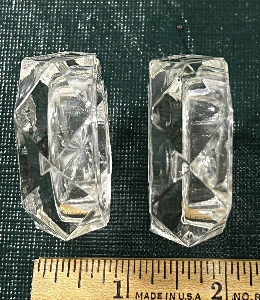 2 Glass Salt Dips Starburst Pattern