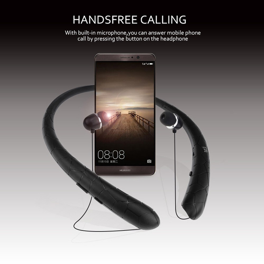 Bluetooth Neckband Headset Noise Cancelling Retractable Earbuds Wireless Speaker