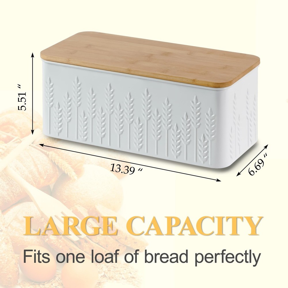 Large Bread Box for Kitchen Countertop Corner Breadbox for Homemade Bread Met...